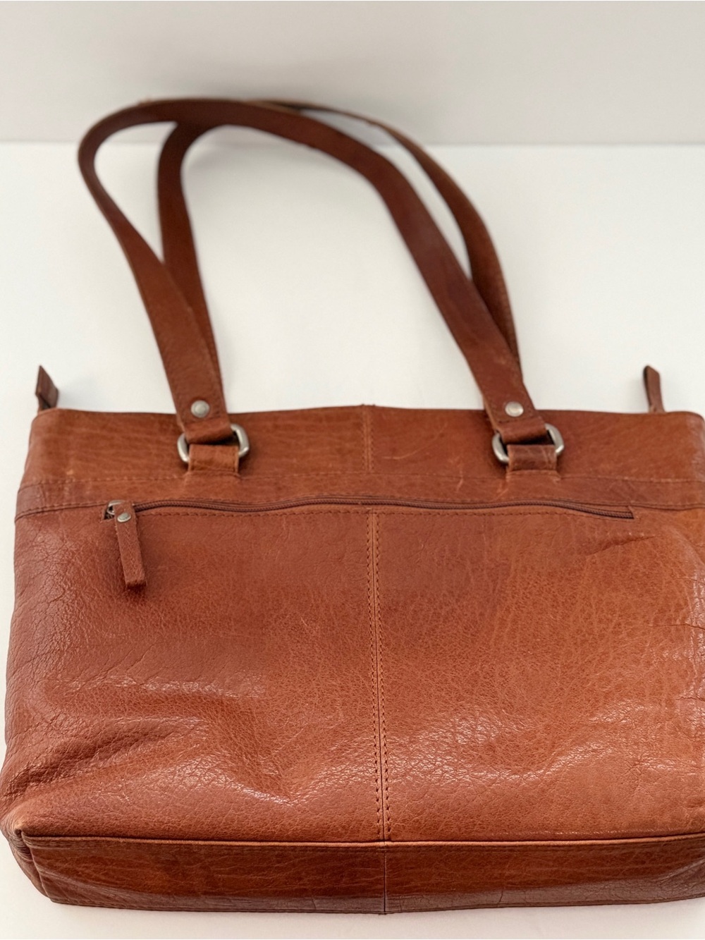 SPIKES & SPARROW Leather Laptop Bag Shoulder Tote Purse zip in Brandy Cognac - Picture 2 of 15